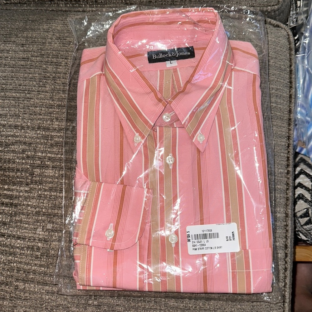 Bullock&Jones Pink Stripe Cotton Shirt NWT